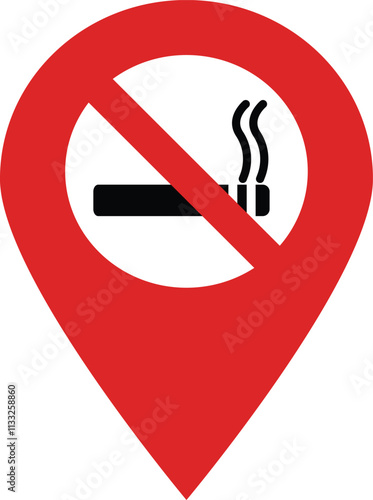 No smoking area sign . No smoking area marker map pin icon . Vector illustration