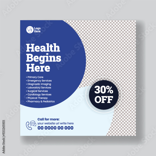 Promotional editable Social media post banner ad template, medical Healthcare consultation service social media flyer, story design, online healthcare service and nursing homecare service post design