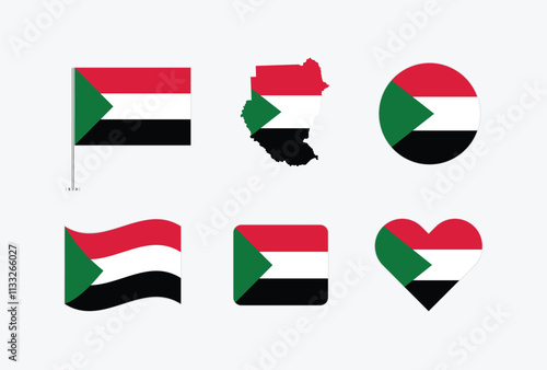 Free Download Vector Sudan flag. Set of Sudan Flags Collection. 
 - GFXLoad