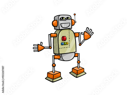 A technology robot isolated on white background, vector illustration of a robot