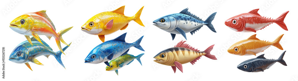 Fototapeta premium Colorful Fish Collection on Transparent Background