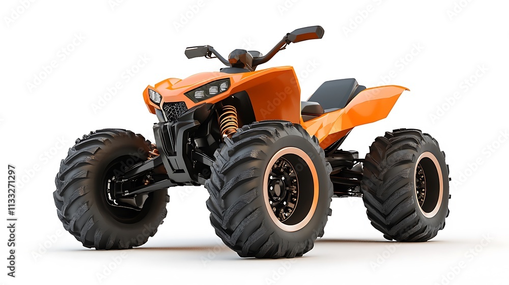 Obraz premium 22. A quad ATV with oversized wheels and a low profile, centered on a white background