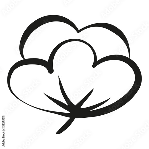 Cotton fluffy abstract silhouette carelessly drawn by hand with black outline. Flat doodle style. Vector illustration.