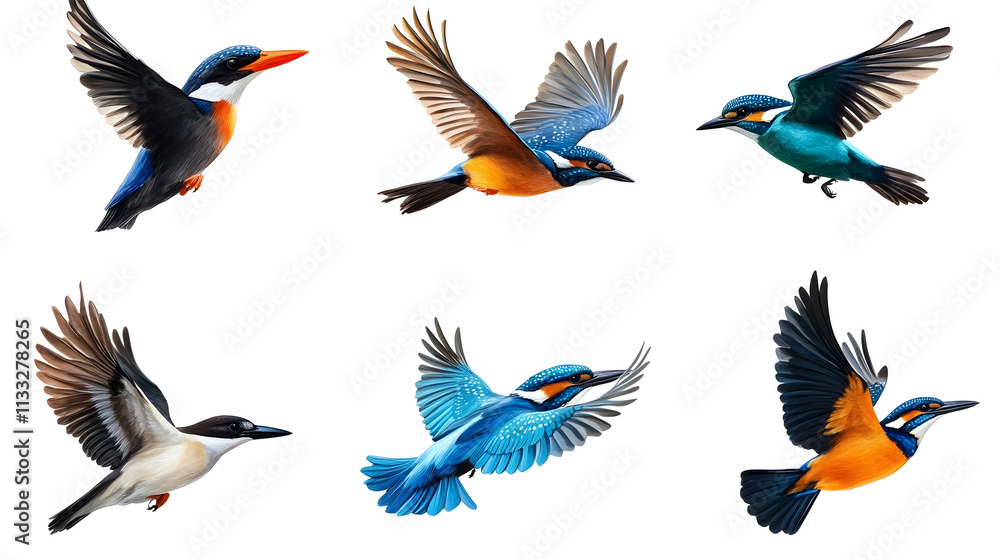 Fototapeta premium birds flyon isolated on a white background