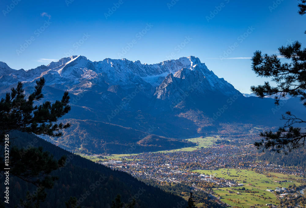 Zugspitze seen from Hoher Fricken, German Alps, Bavaria