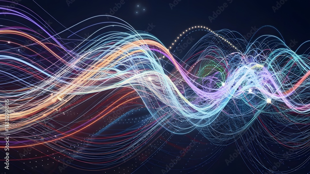 Obraz premium Abstract Luminescent Data Streams Flowing Through Futuristic Digital Network with Vibrant Patterns