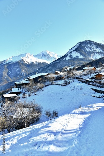 Wallpaper Mural Winter scenery of French alps village by winter Torontodigital.ca