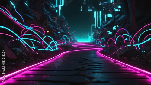 Electric Neon Stripes in a Bold Abstract Art Style