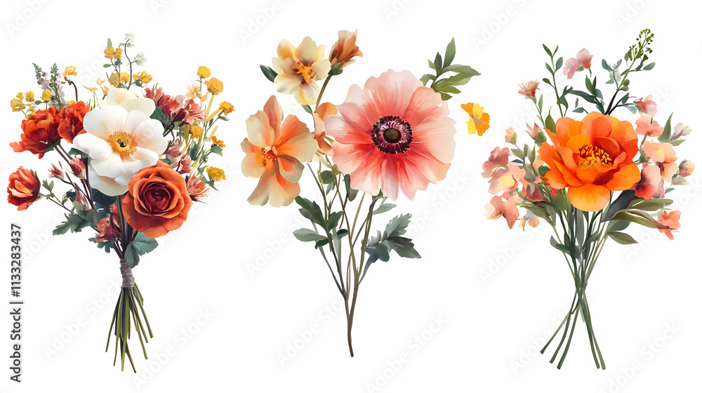 Fototapeta premium bouquet floweron isolated on a white background