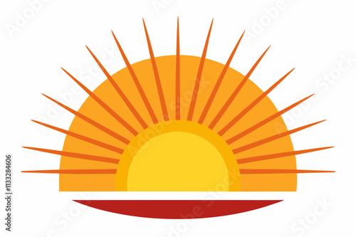 Sun Over Horizon vector illustration and white background