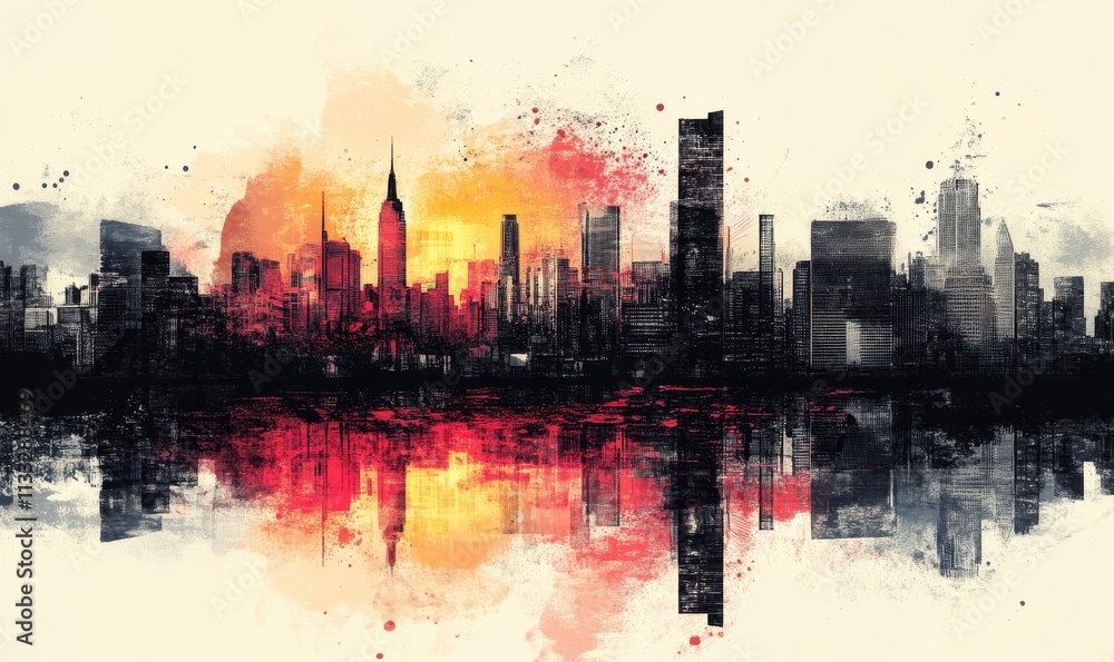 Abstract Modern Megacity, Generative AI Abstract Modern Megacity, Generative AI