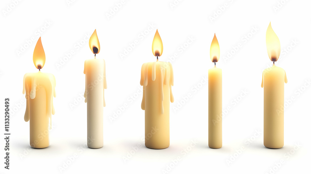 candle flameon isolated on a white background candle flameon isolated on a white background