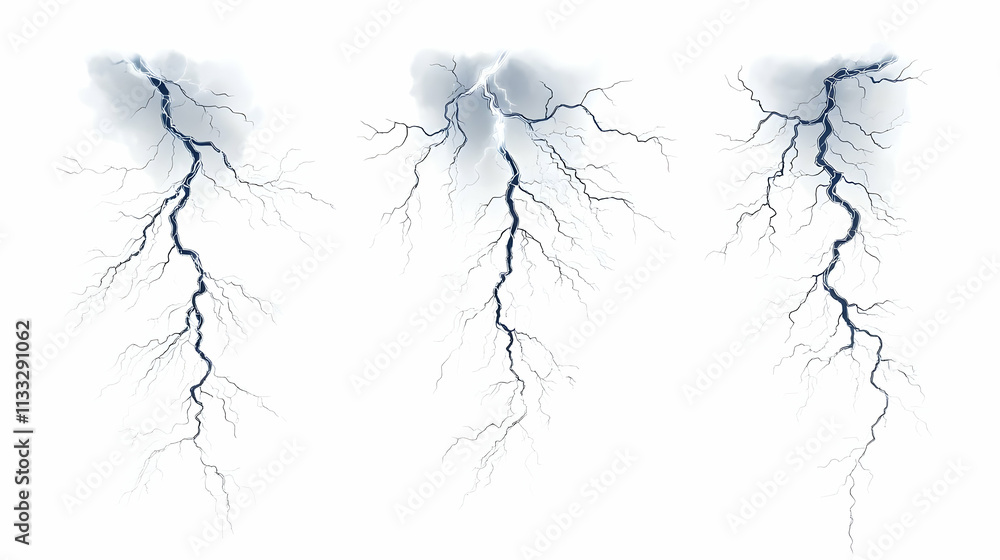 Fototapeta premium lightning strikeon isolated on a white background