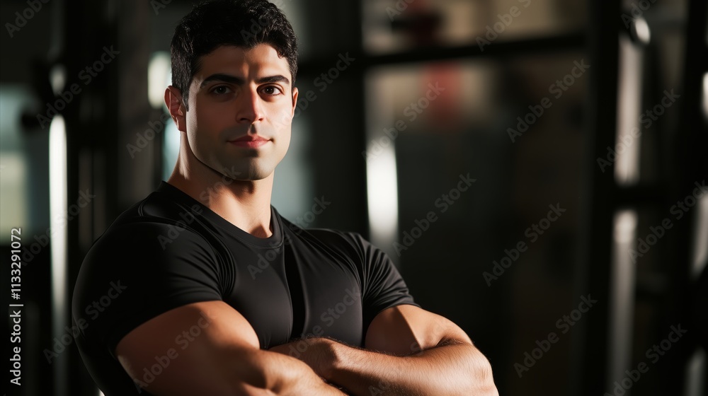Obraz premium Man with a black shirt and a beard