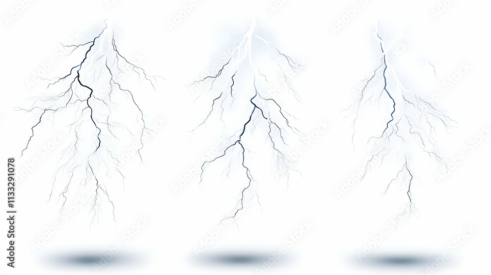 Obraz premium lightning strikeson isolated on a white background