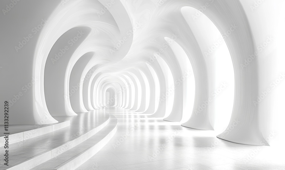 Obraz premium 3D White Interior Background, Generative AI