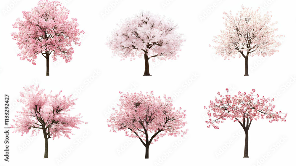 Fototapeta premium cherry blossom treeon isolated on a white background