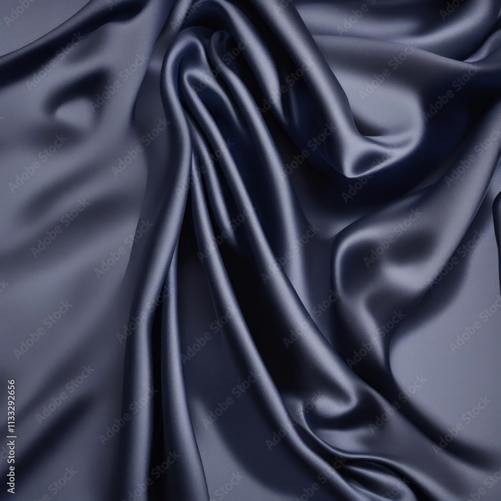 Fototapeta premium Luxurious waves of deep blue silk cascade elegantly, reflecting soft light to highlight its smooth texture