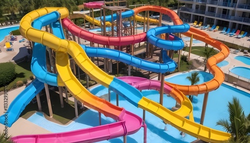 Wallpaper Mural Colorful water slides in a swimming pool on a sunny day Torontodigital.ca