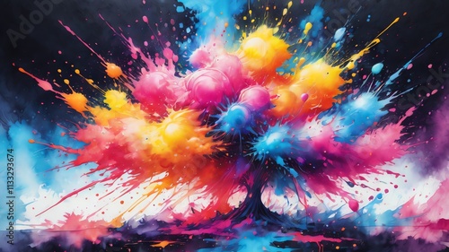 Expressive Abstract Art with a Burst of Colors