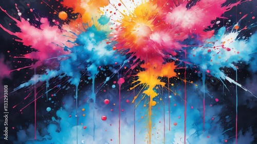 Vibrant Abstract Painting with Bold Color Splashes