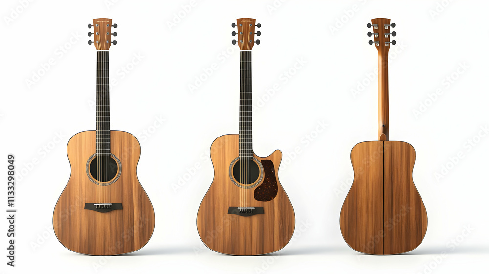 Fototapeta premium acoustic guitaron isolated on a white background