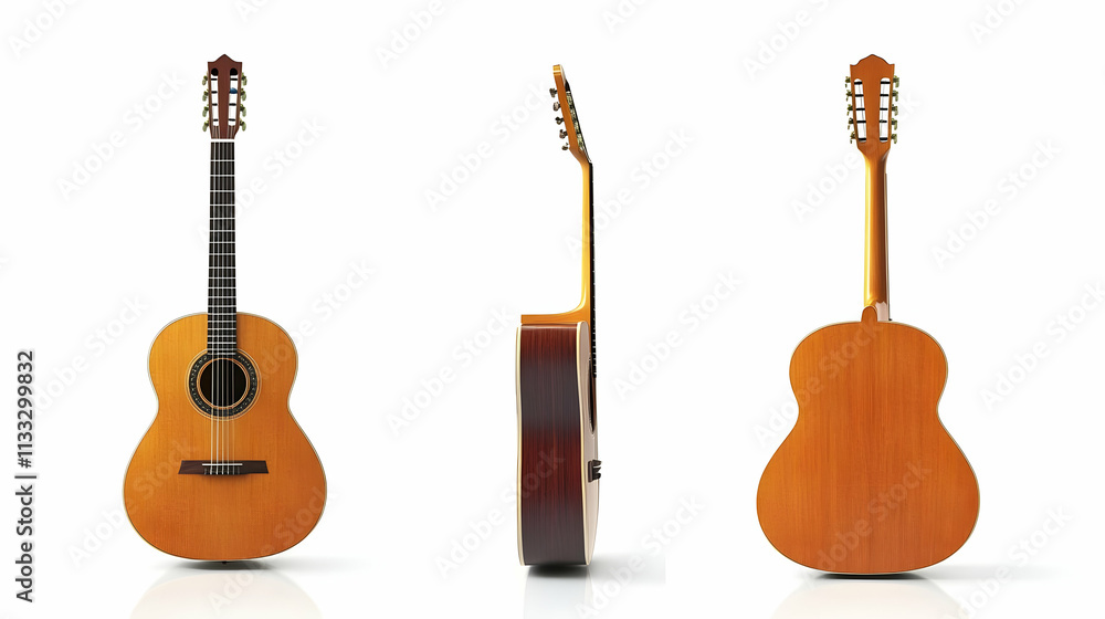 Fototapeta premium acoustic guitaron isolated on a white background