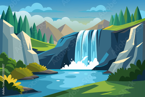Waterfall Flow vector illustration