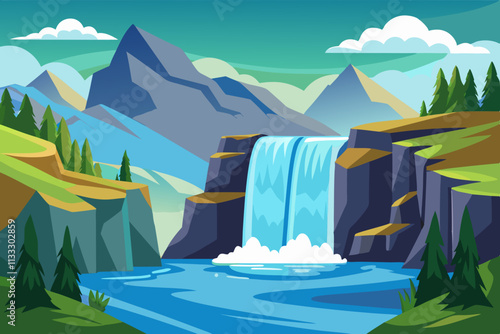 Waterfall Flow vector illustration
