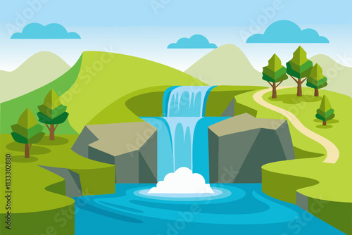 Waterfall Flow vector illustration
