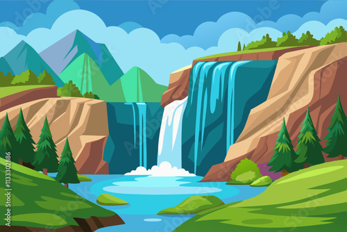 Waterfall Flow vector illustration