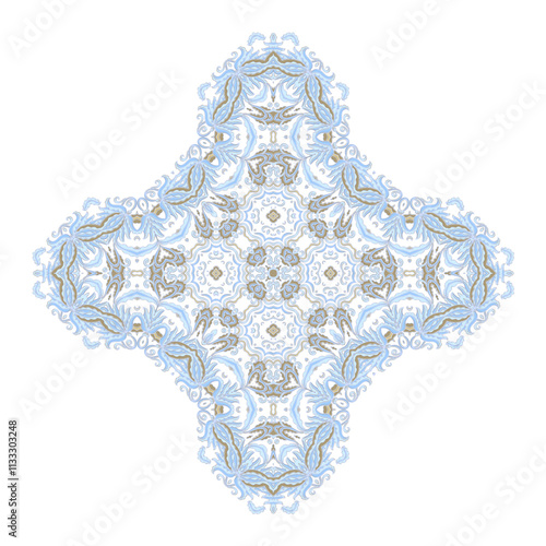 Laced coloring decorative  cross vignette - rosette on white background