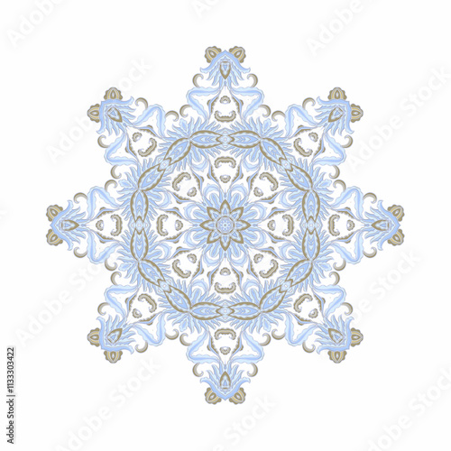 Golden seleste coloring decorative rosette - mandala on white background