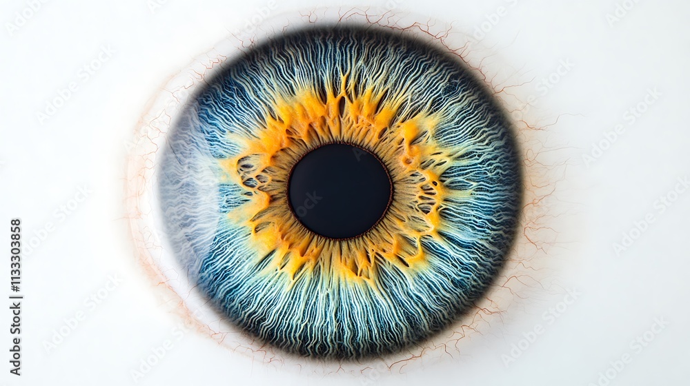 4. A detailed image of a human eyeball with natural colors and texture, placed on a plain white background