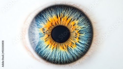 Obraz na płótnie 4. A detailed image of a human eyeball with natural colors and texture, placed on a plain white background w salonie