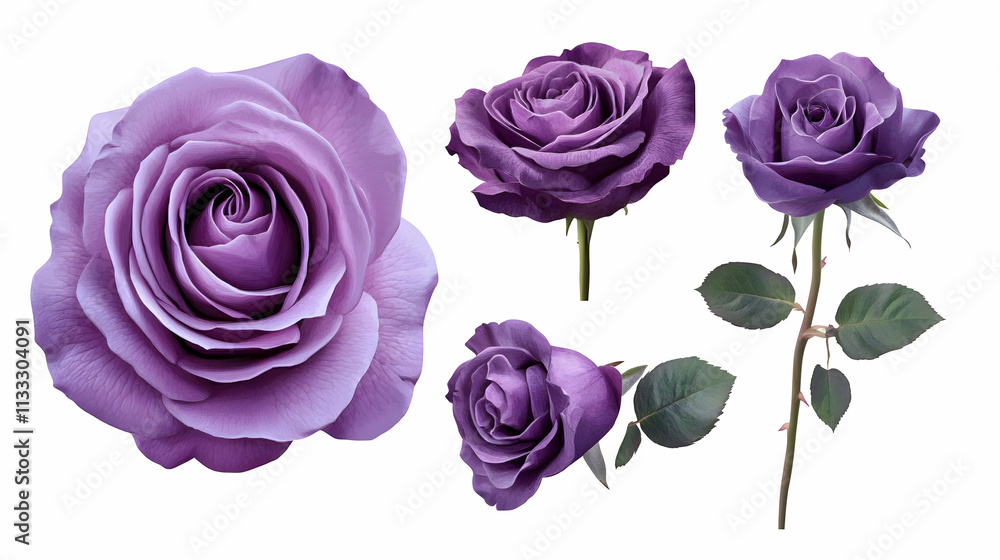 Fototapeta premium purple roseon isolated on a white background