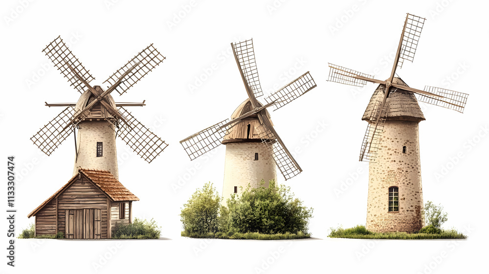 Obraz premium windmillson isolated on a white background