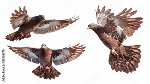 dove flyingon isolated on a white background photo