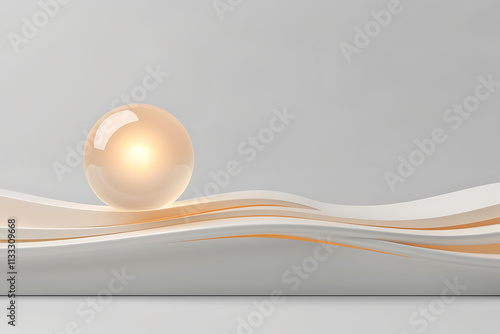 innovative orb concept, version depicted as a glowing orb above a minimalist design, symbolizing new beginnings and innovation with clean lines on a white background photo