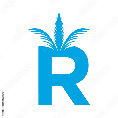 Initial palm Logo combine with letter R vector template