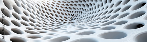 Abstract pattern of circular holes creating visual depth in modern design