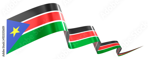 Free Download South Sudan flag - wavy ribbon isolated on white background - 3D illustration - GFXLoad
