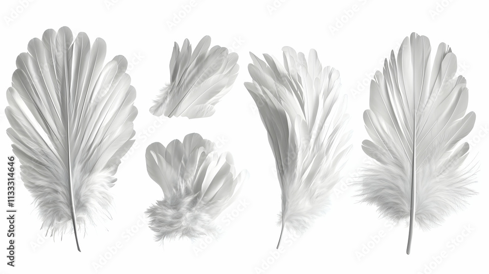 Obraz premium white featherson isolated on a white background