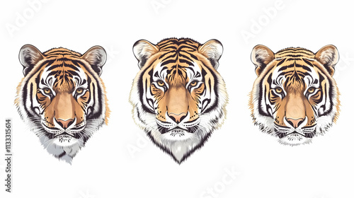 tiger faceon isolated on a white background photo