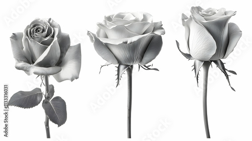 rose black and whiteon isolated on a white background photo