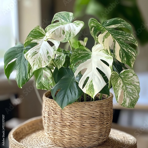 White-sprinkled leaves on Monstera