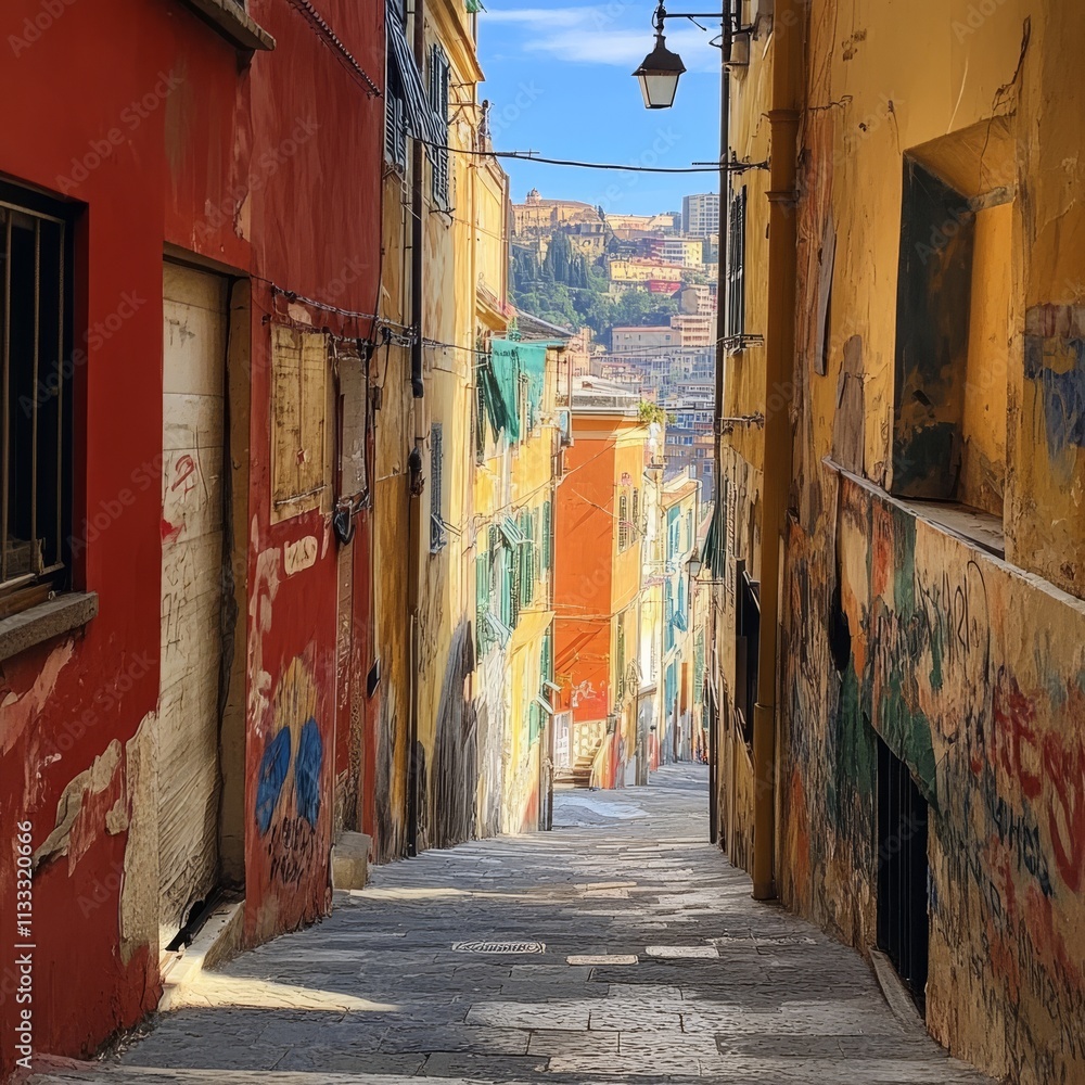 Naklejka premium Historic Genoa glimpse