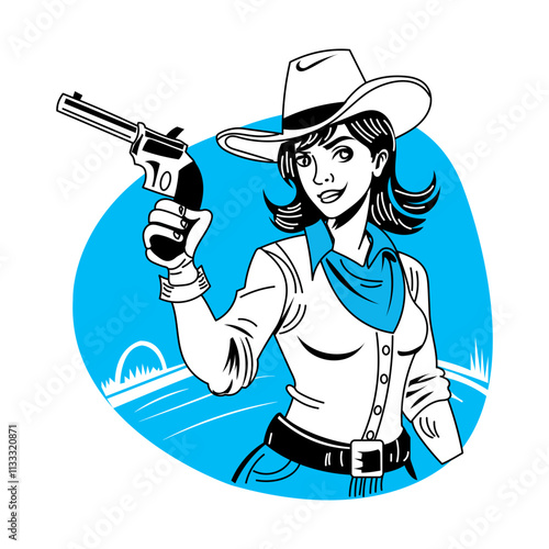 Vintage illustration of gunslinger