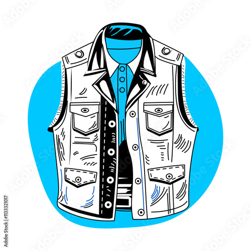 A sketchy illustration of a leather vest