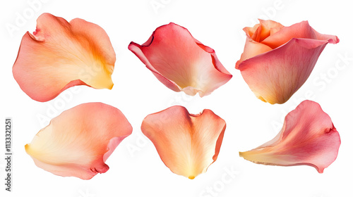 falling rose petalson isolated on a white background photo